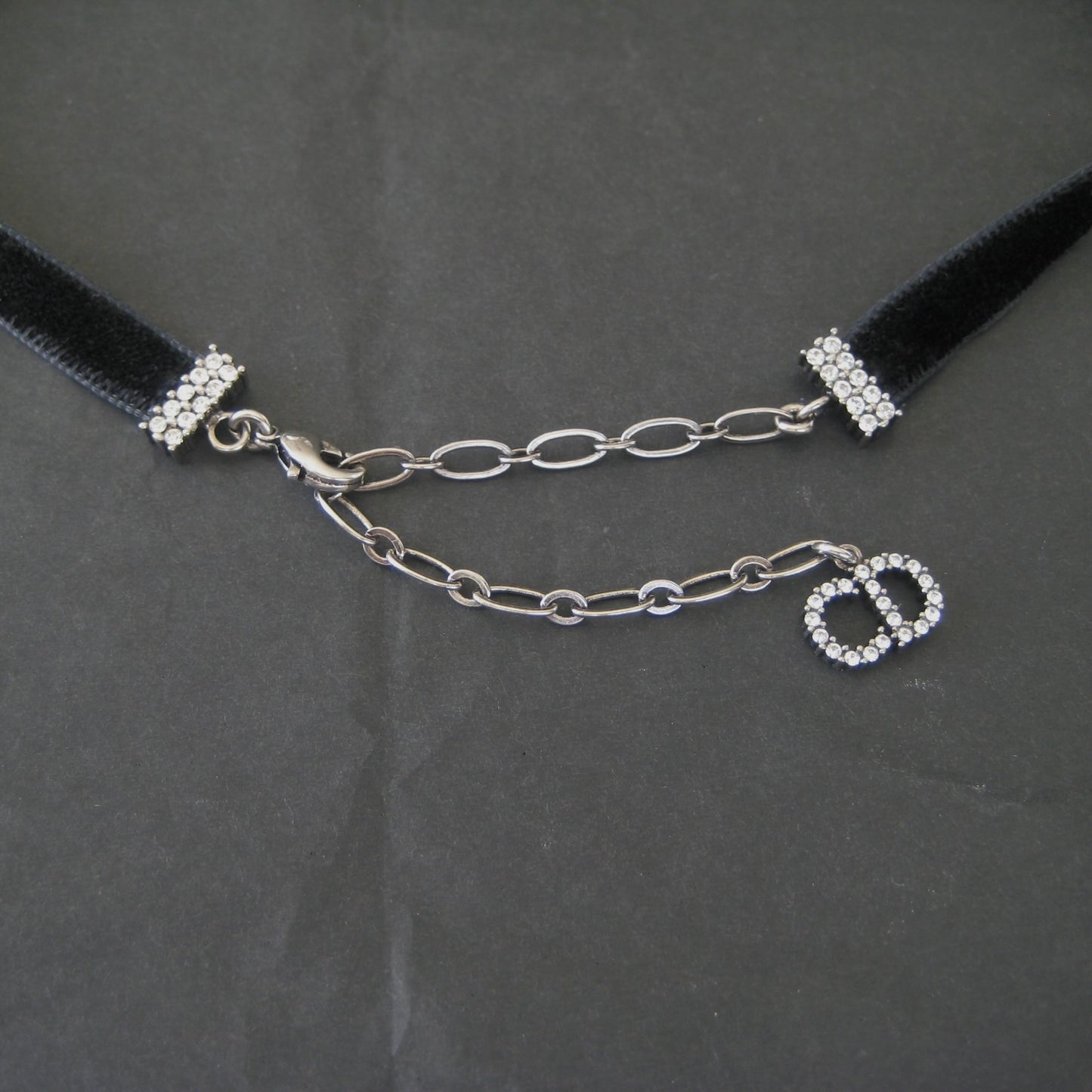 Christian Dior J'Adior Crystal & Velvet Choker Necklace