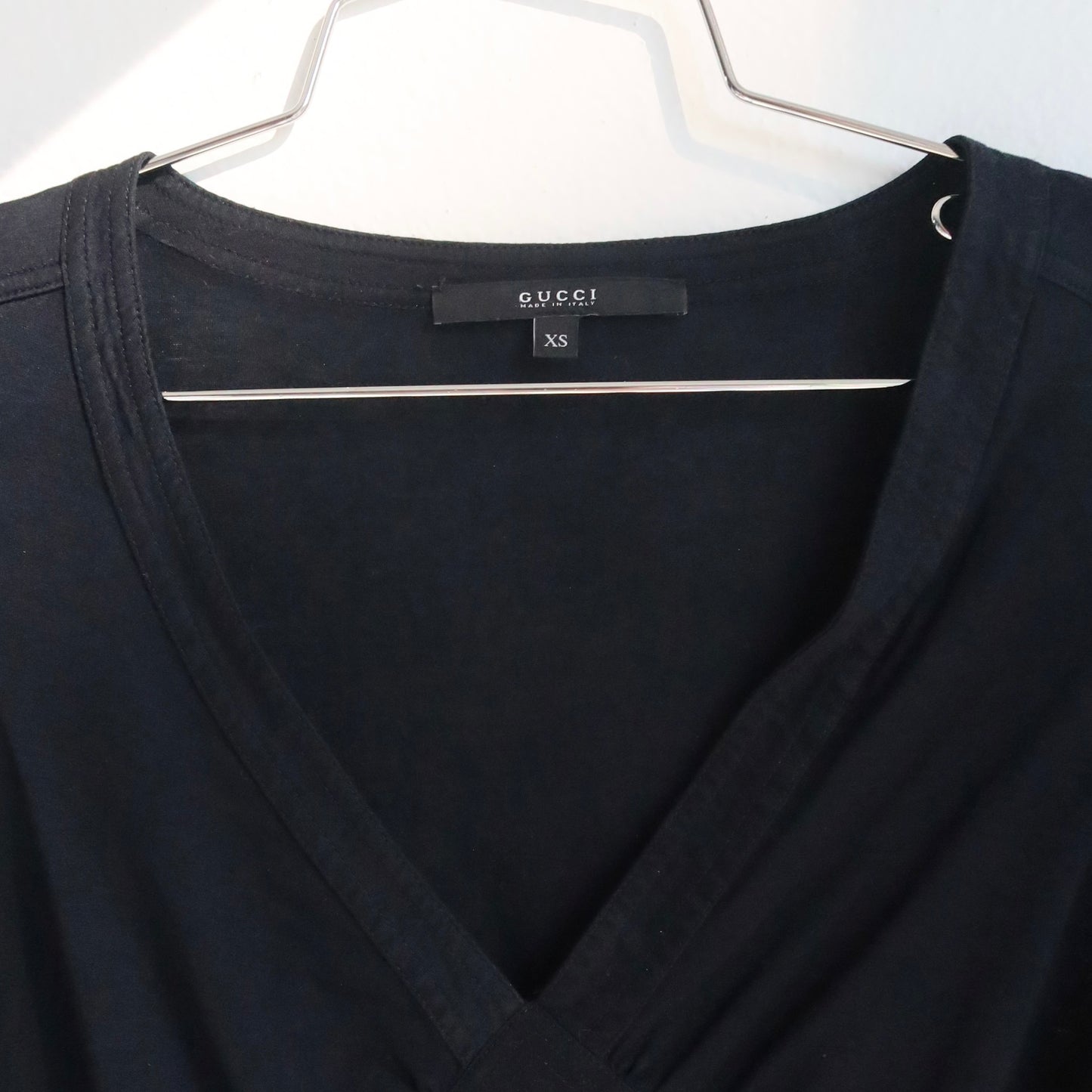 Gucci Black Wrap-Style Top with Drawstring Waist | XS, Made in Italy