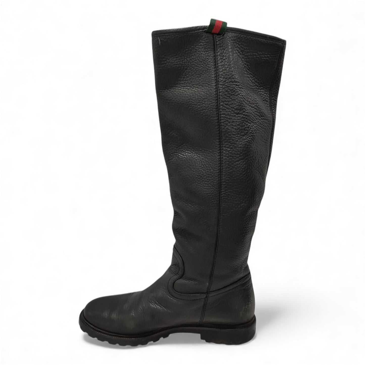 GUCCI long black grain-leather riding boots