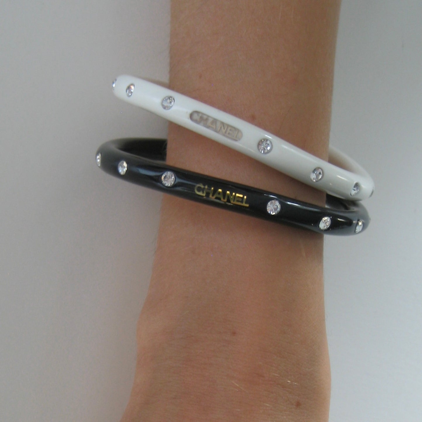 Chanel Crystal Logo Resin Bangle Set