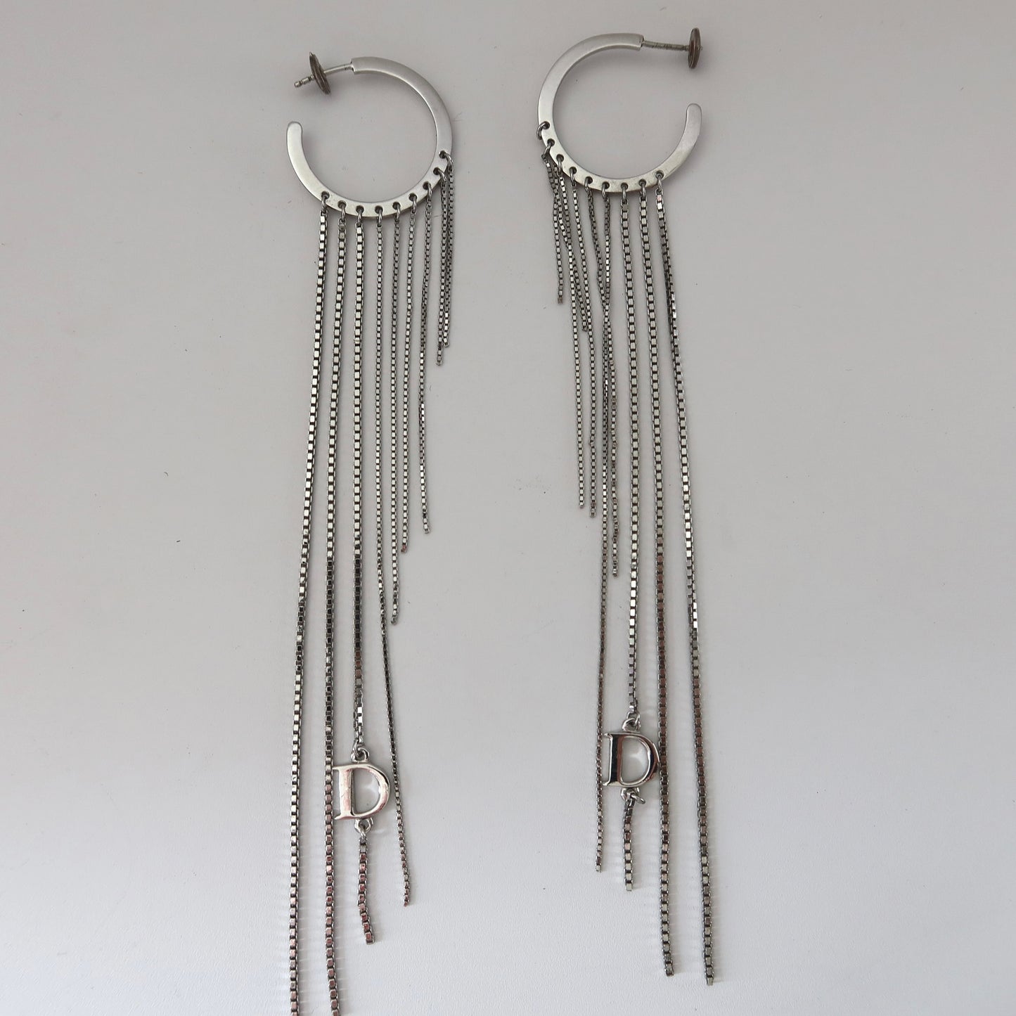 Christian Dior Chain Fringe Hoop Earrings | Early 2000s