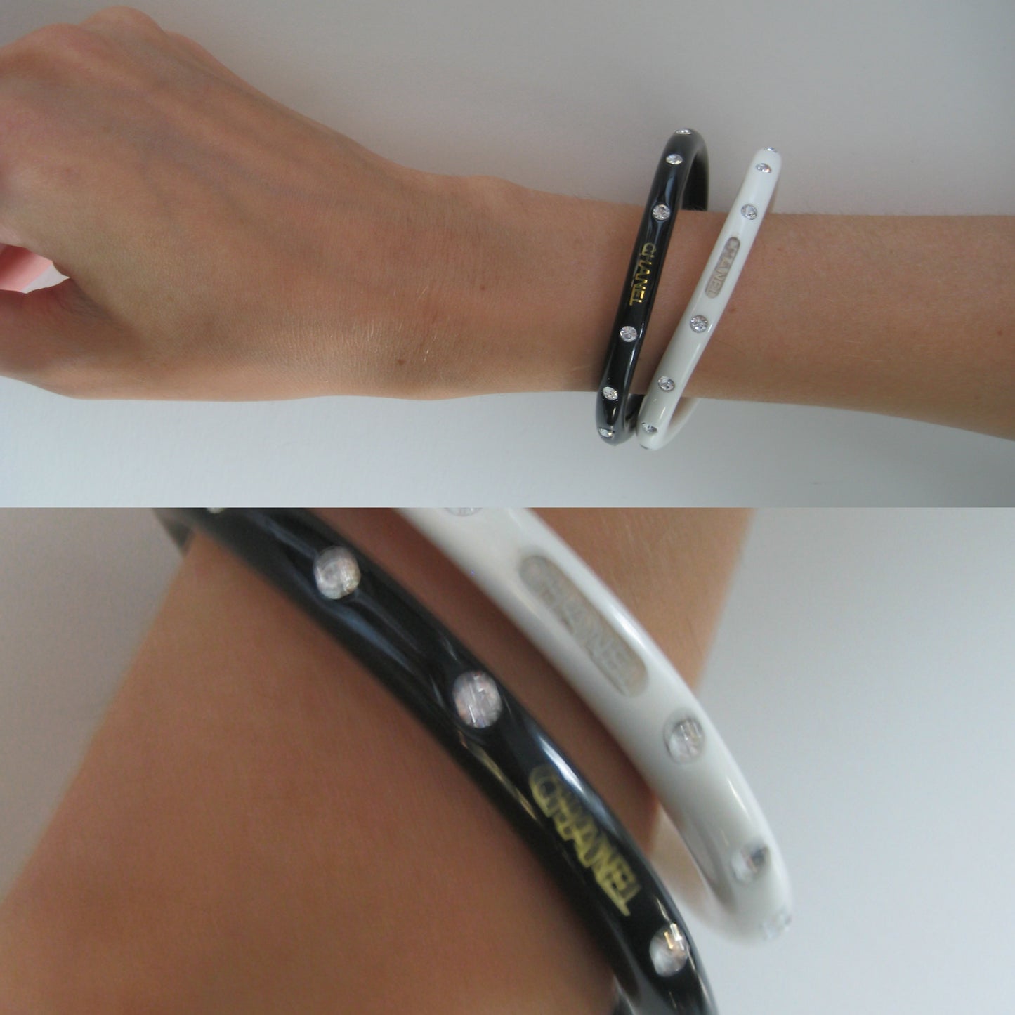 Chanel Crystal Logo Resin Bangle Set
