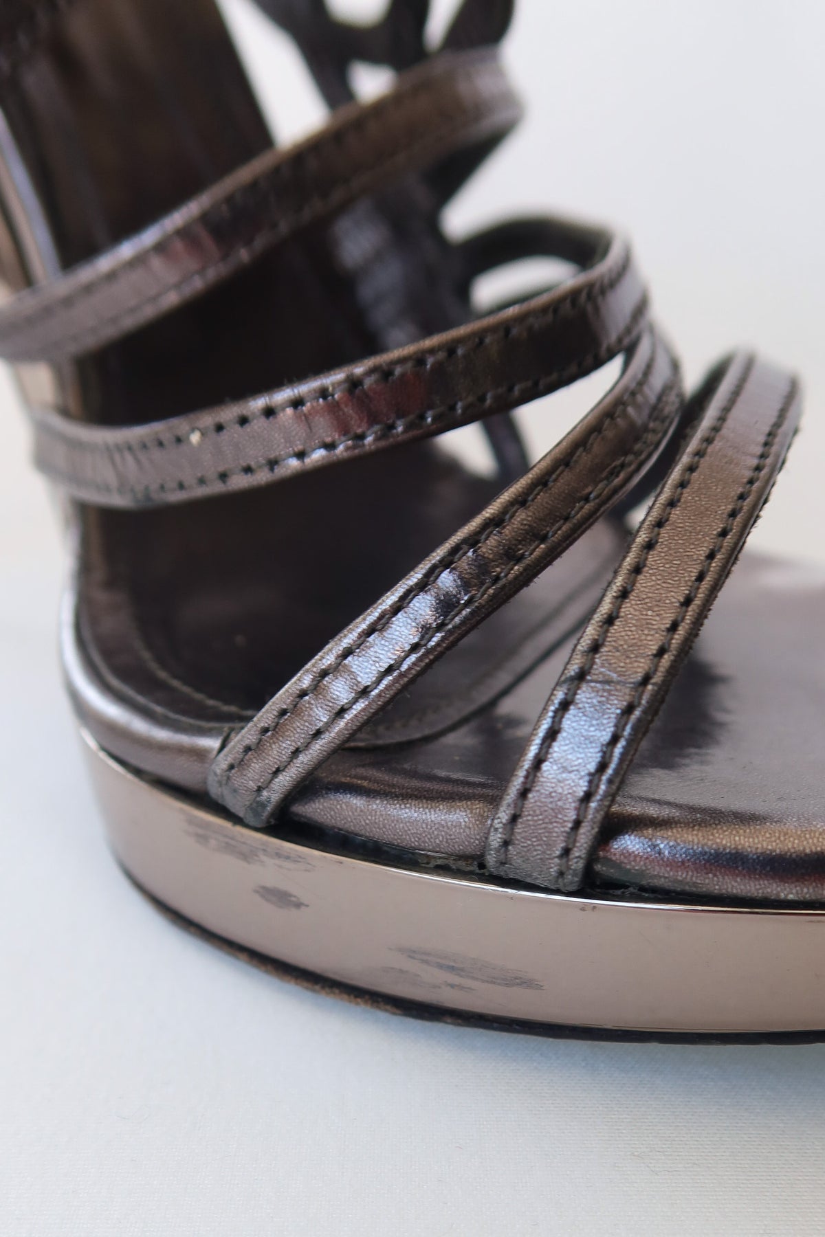 Roberto Cavalli Pewter Cage Heels 39.5 · US 9
