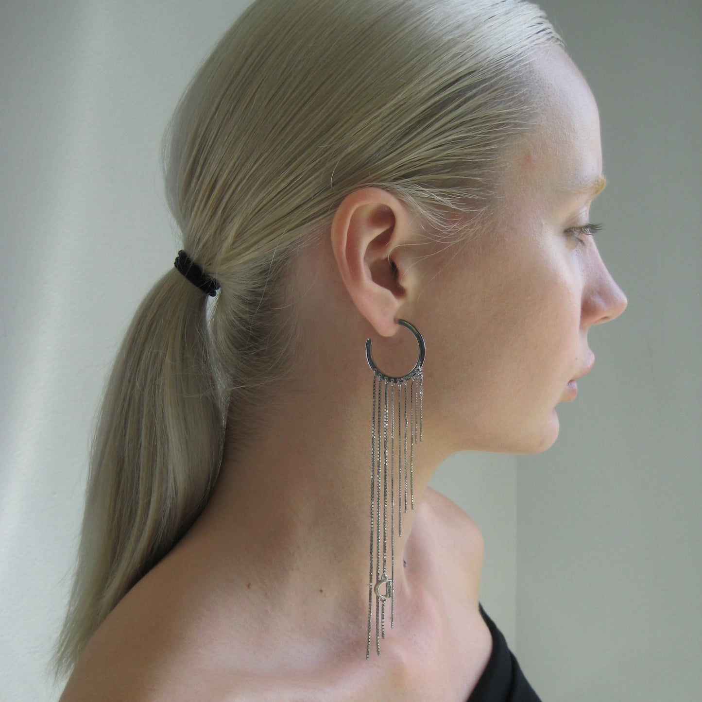 Christian Dior Chain Fringe Hoop Earrings | Early 2000s