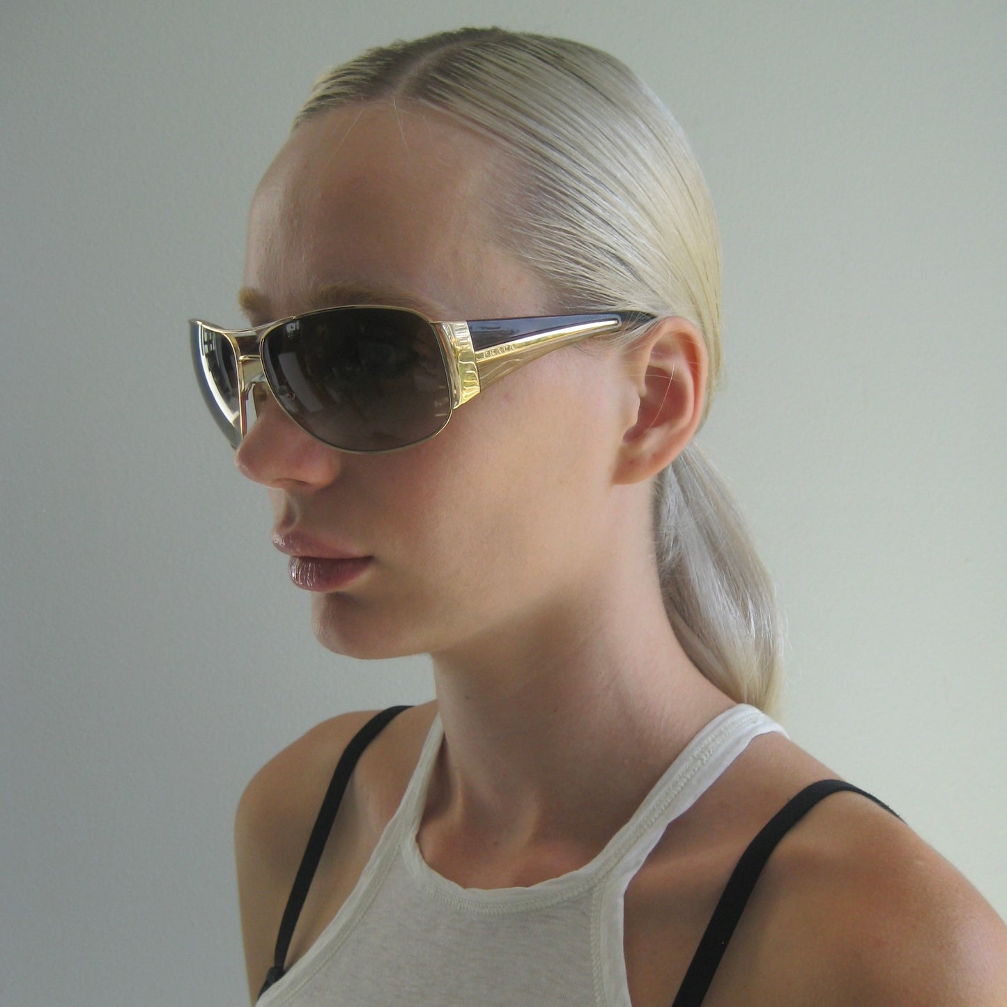 prada gold-tone archival wrap shades #006