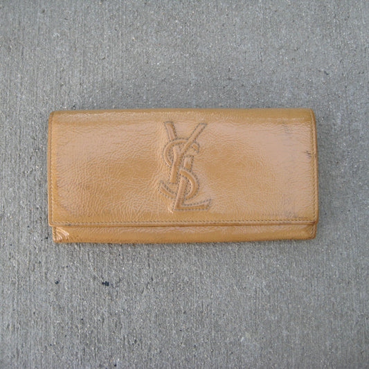 Yves Saint Laurent Patent Leather Long Wallet (YSL Monogram)