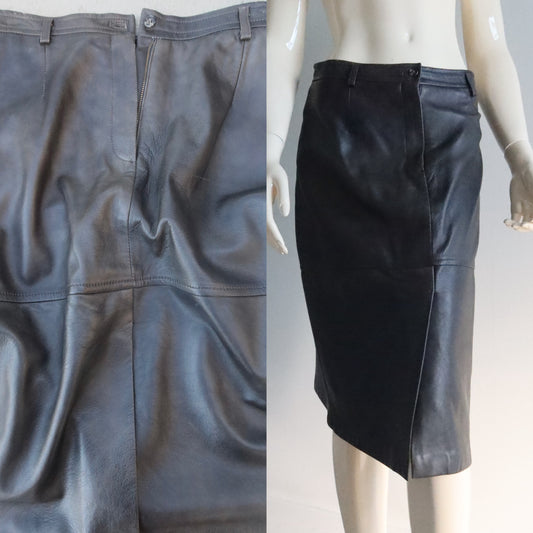 Weekend Max Mara Black Leather Pencil Skirt — Genuine Leather, Early 2000s