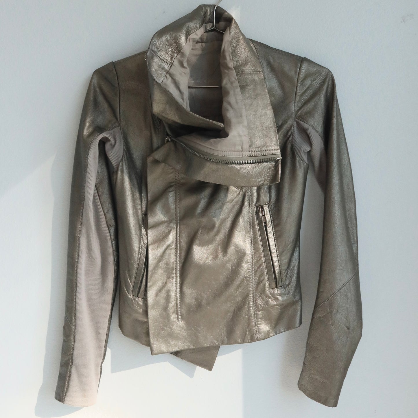 Rick Owens mainline leather jacket in metallic gold lamb leather