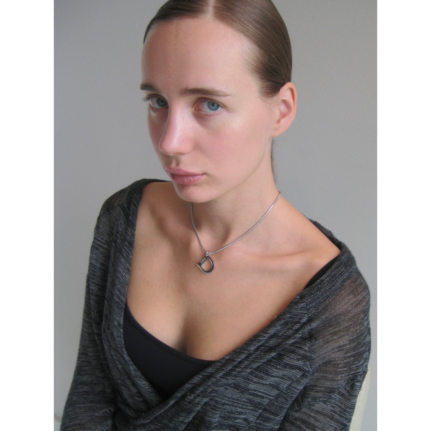 Christian Dior Silver-Tone D Pendant Necklace