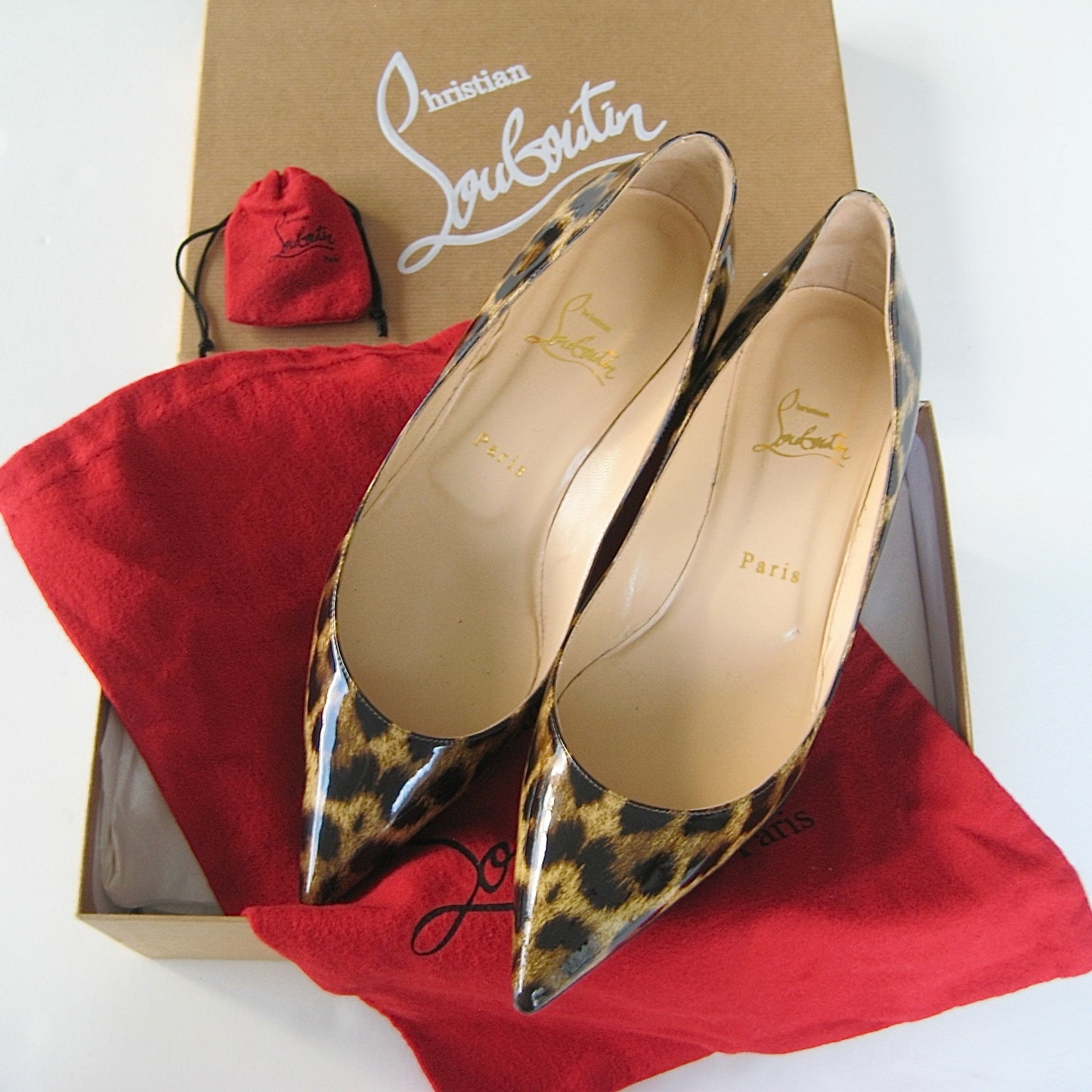 Christian Louboutin Leopard Patent Pumps 100mm
