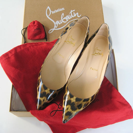 Christian Louboutin Leopard Patent Pumps 100mm