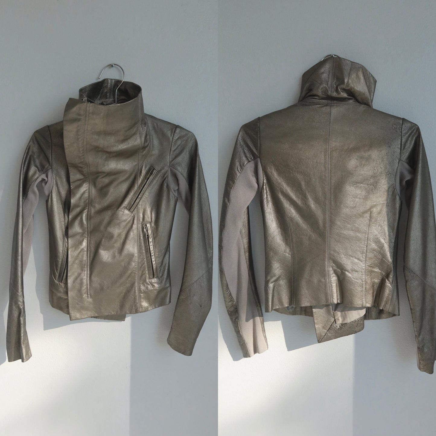 Rick Owens mainline leather jacket in metallic gold lamb leather