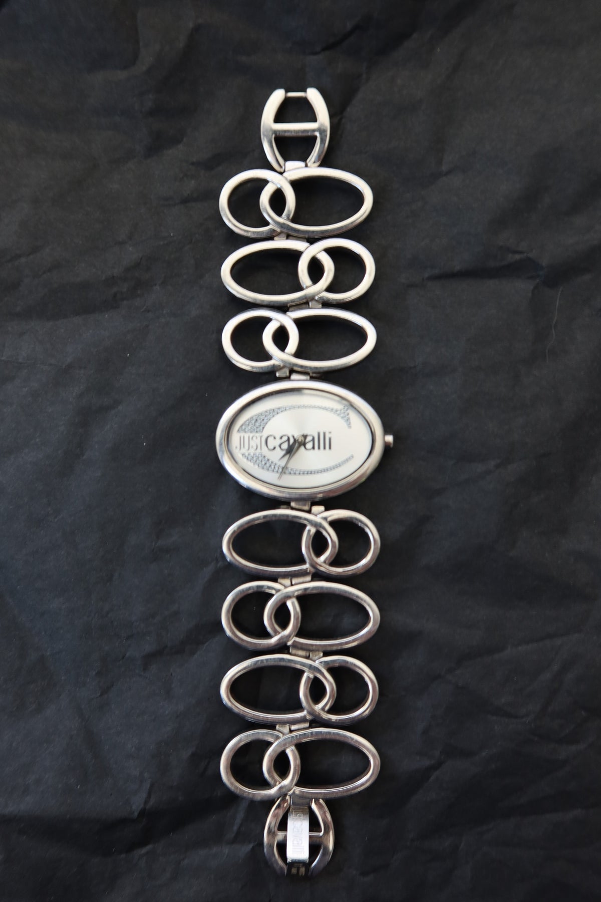 Just Cavalli Silver Oval Link Watch · Box