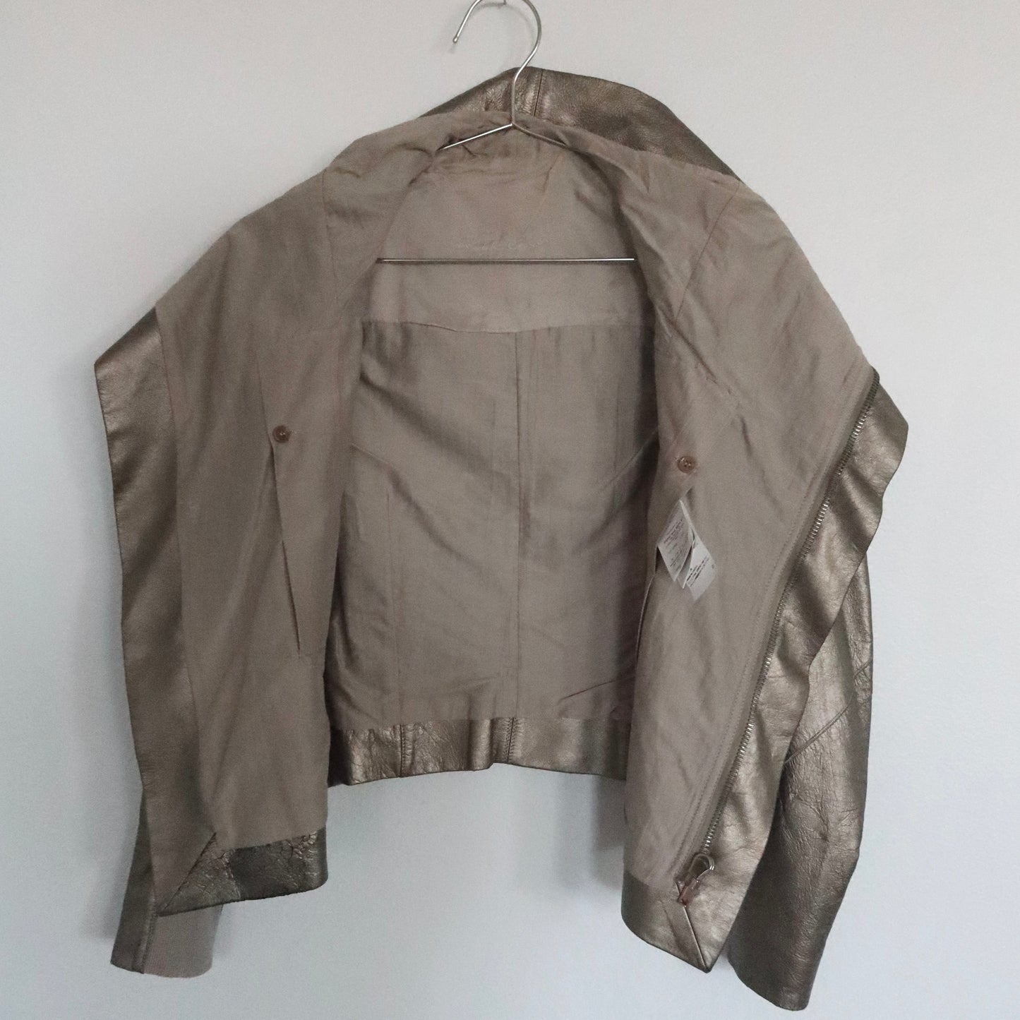 Rick Owens mainline leather jacket in metallic gold lamb leather