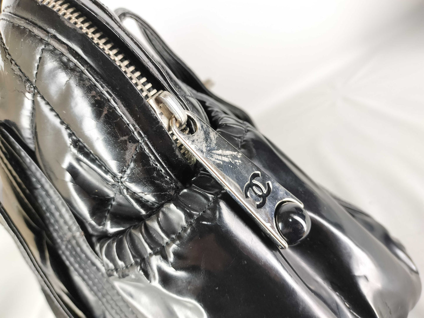 Chanel Enamel Boston Cocomark Handbag