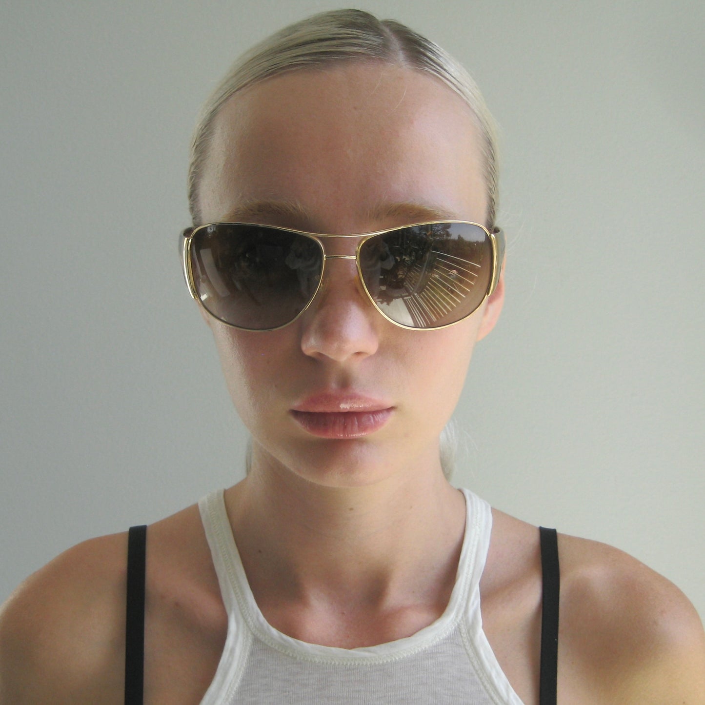 prada gold-tone archival wrap shades #006