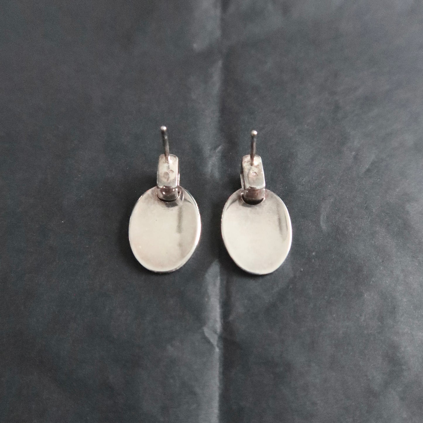 Chanel Silver-Tone Oval Stud Earrings