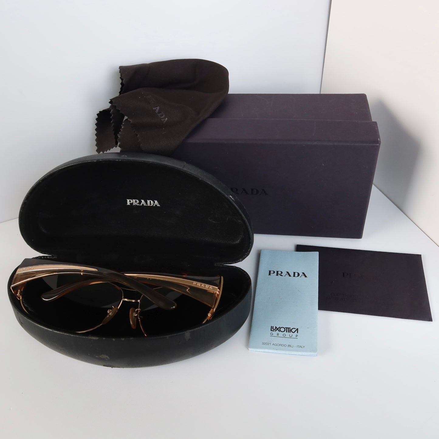 prada gold-tone archival wrap shades #006