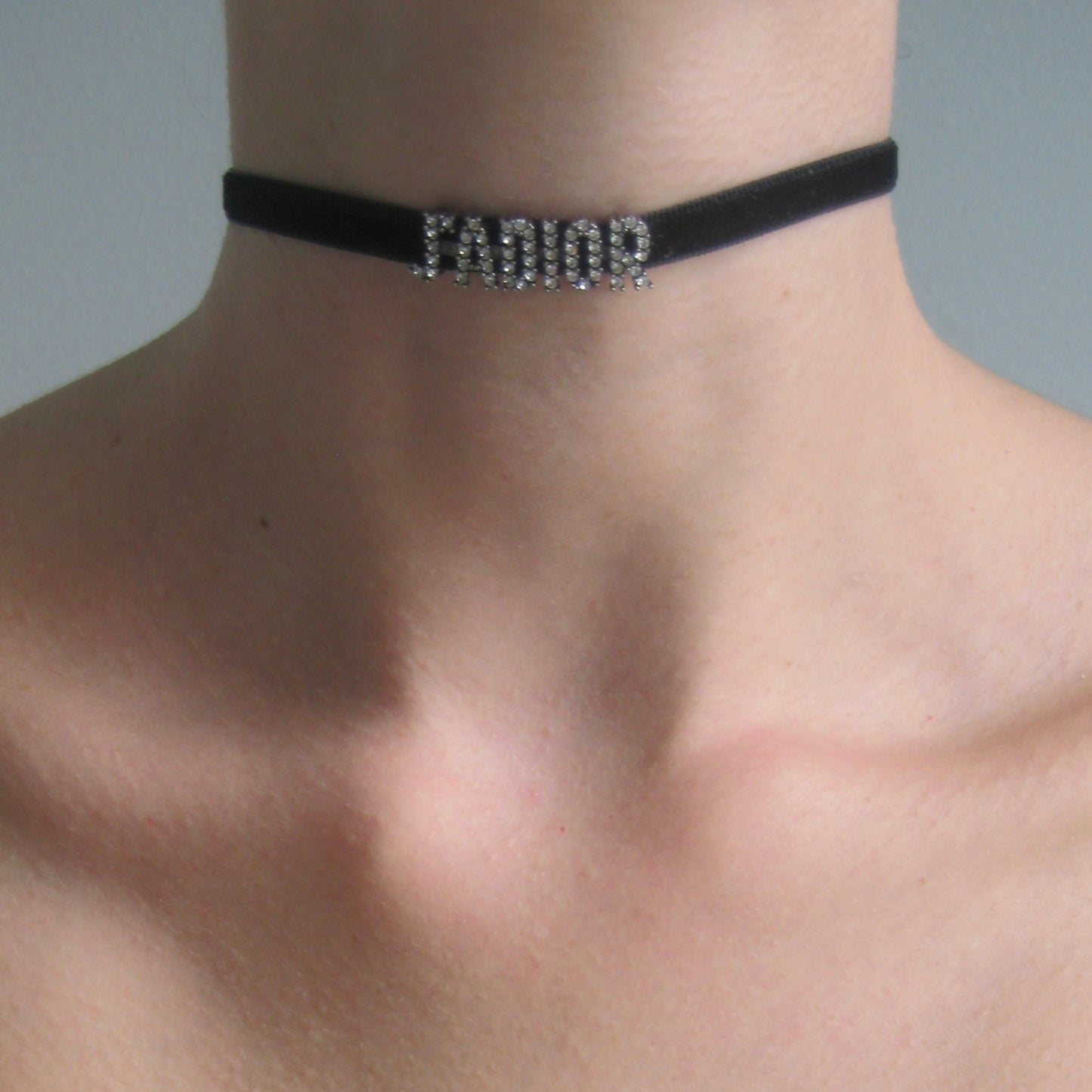 Christian Dior J'Adior Crystal & Velvet Choker Necklace