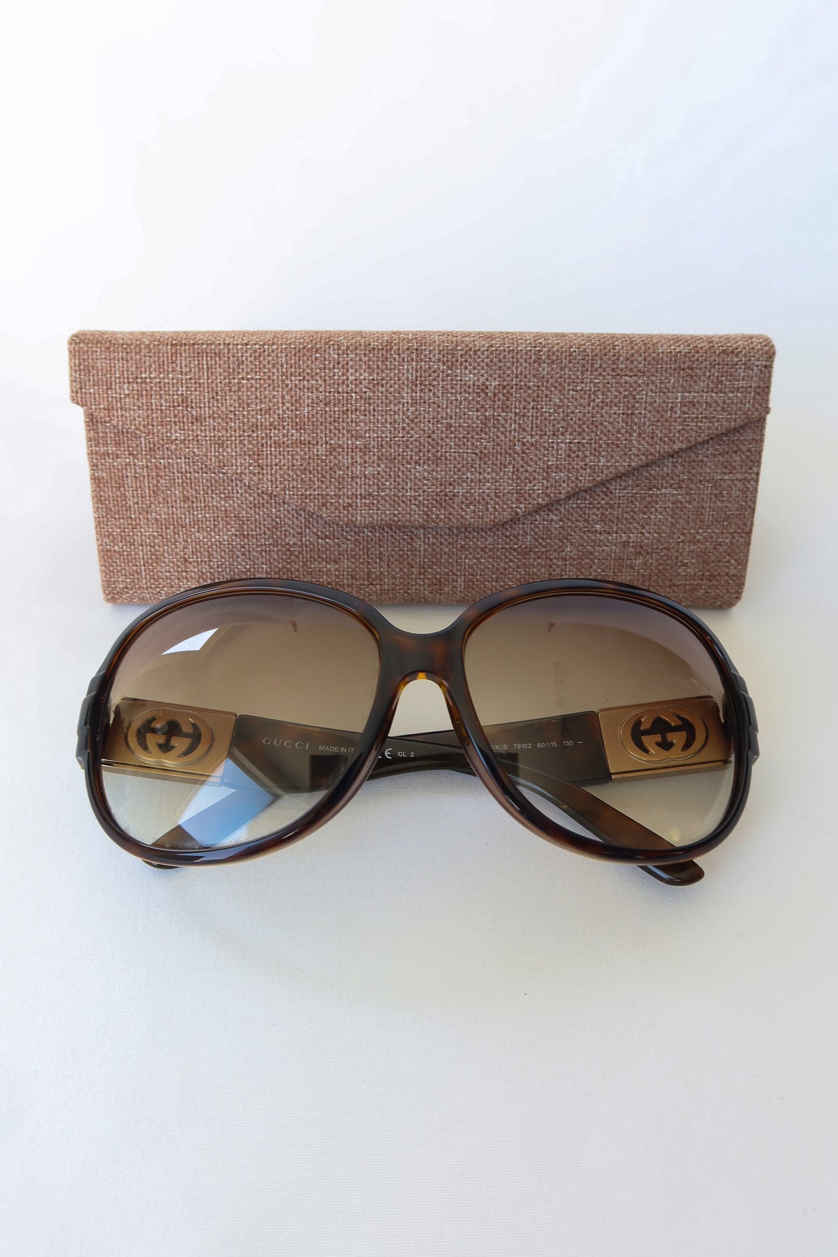 Gucci Tortoise Aviator Sunglasses · Case