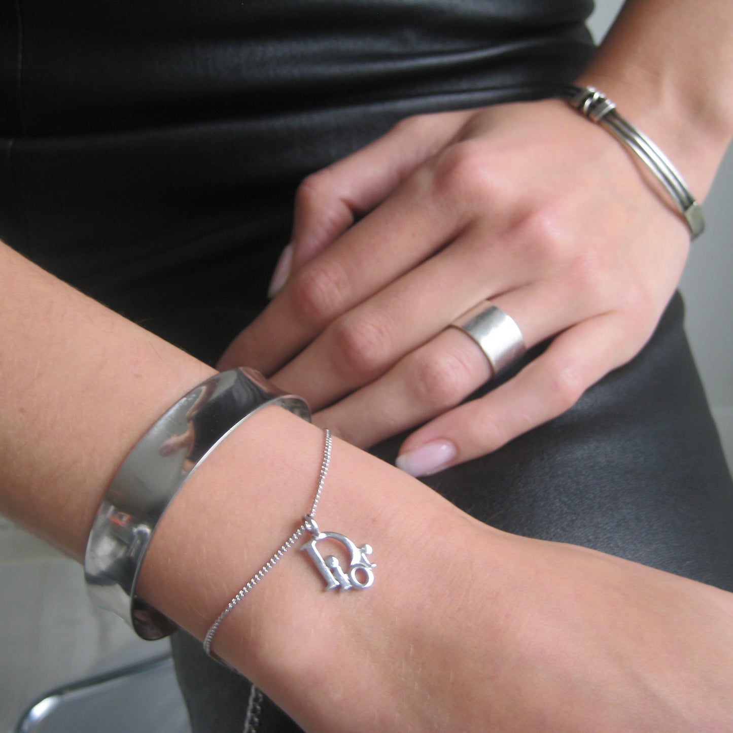 Dior logo bracelet in silver-tone
