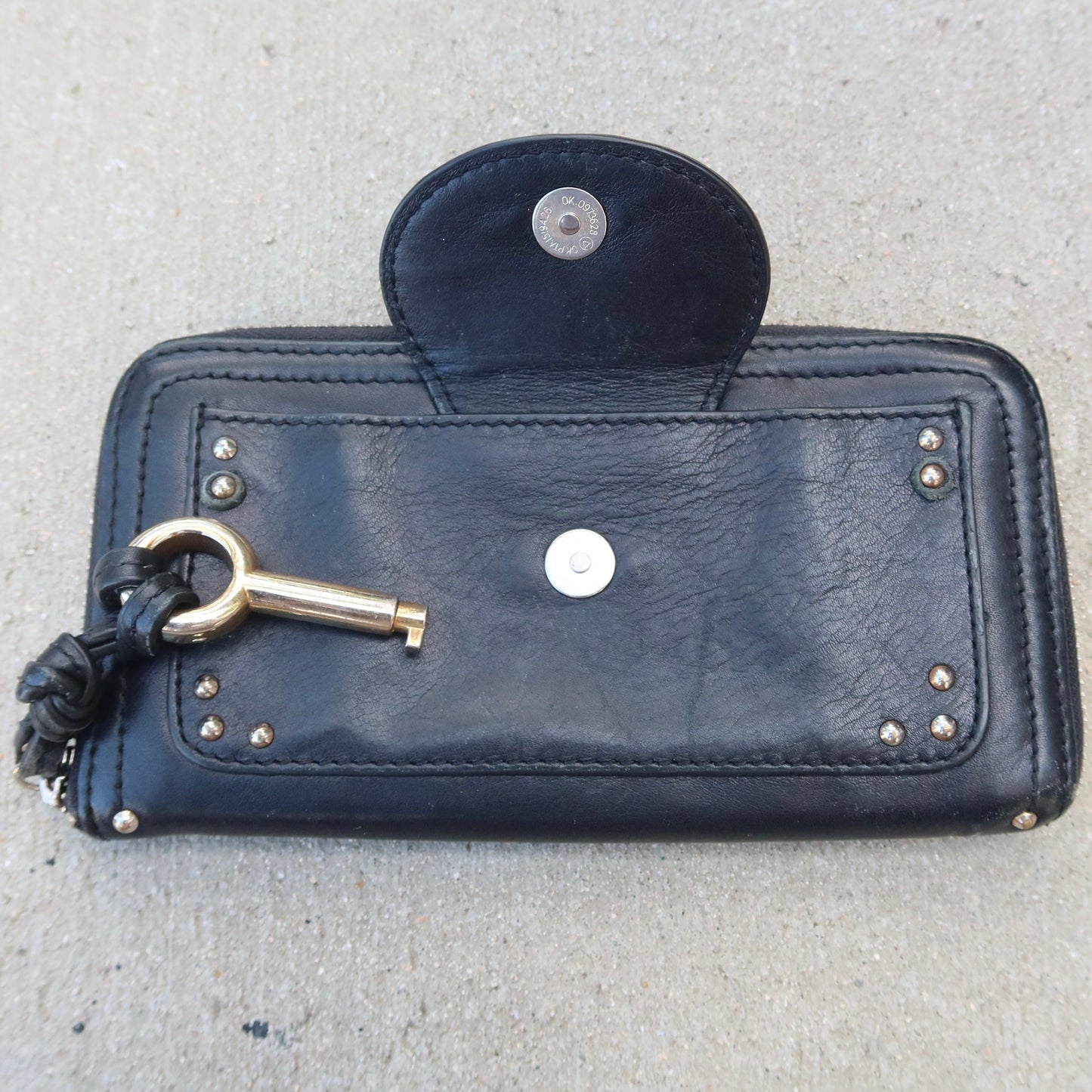 Gucci Black Leather Key Wallet / Wristlet with Key Charm