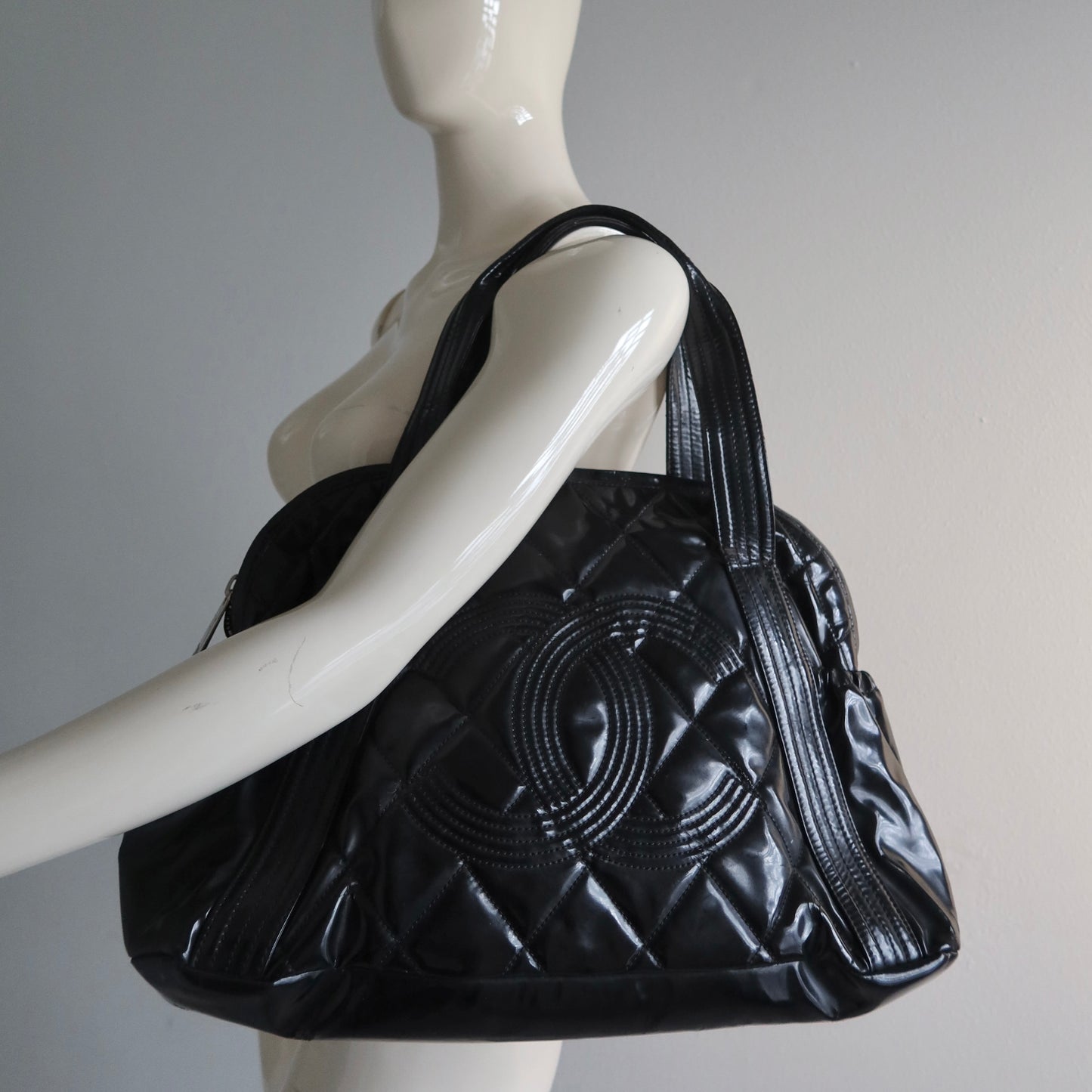 Chanel Enamel Boston Cocomark Handbag