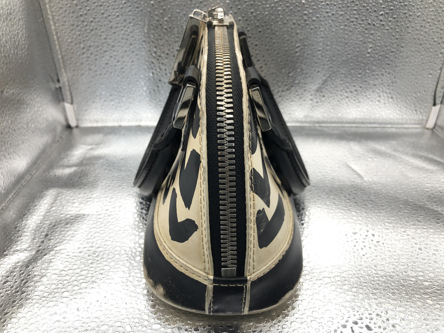 Louis Vuitton Alma MM white and black graffiti printed