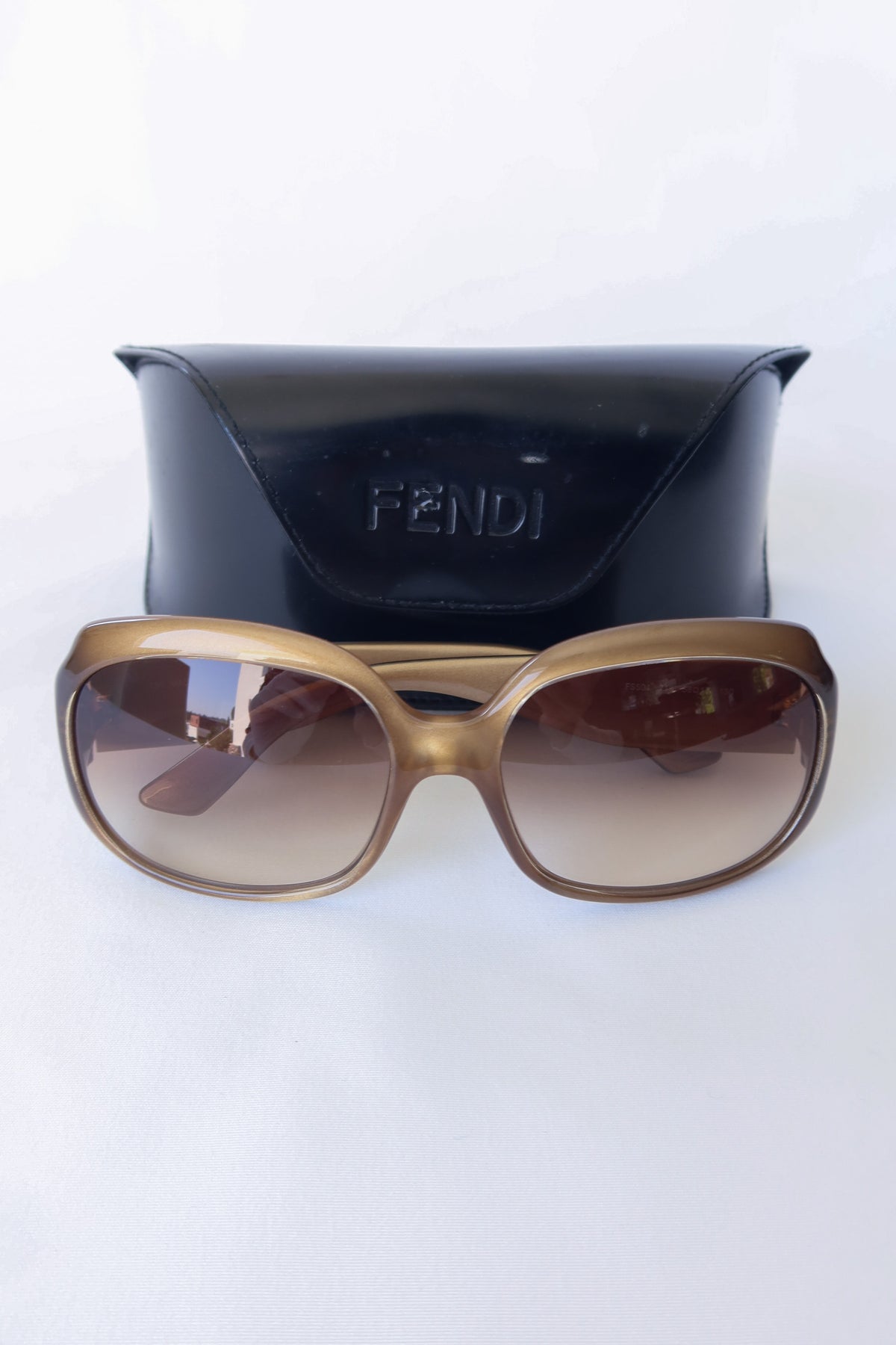 Fendi Gold Insert Bronze Sunglasses · Case