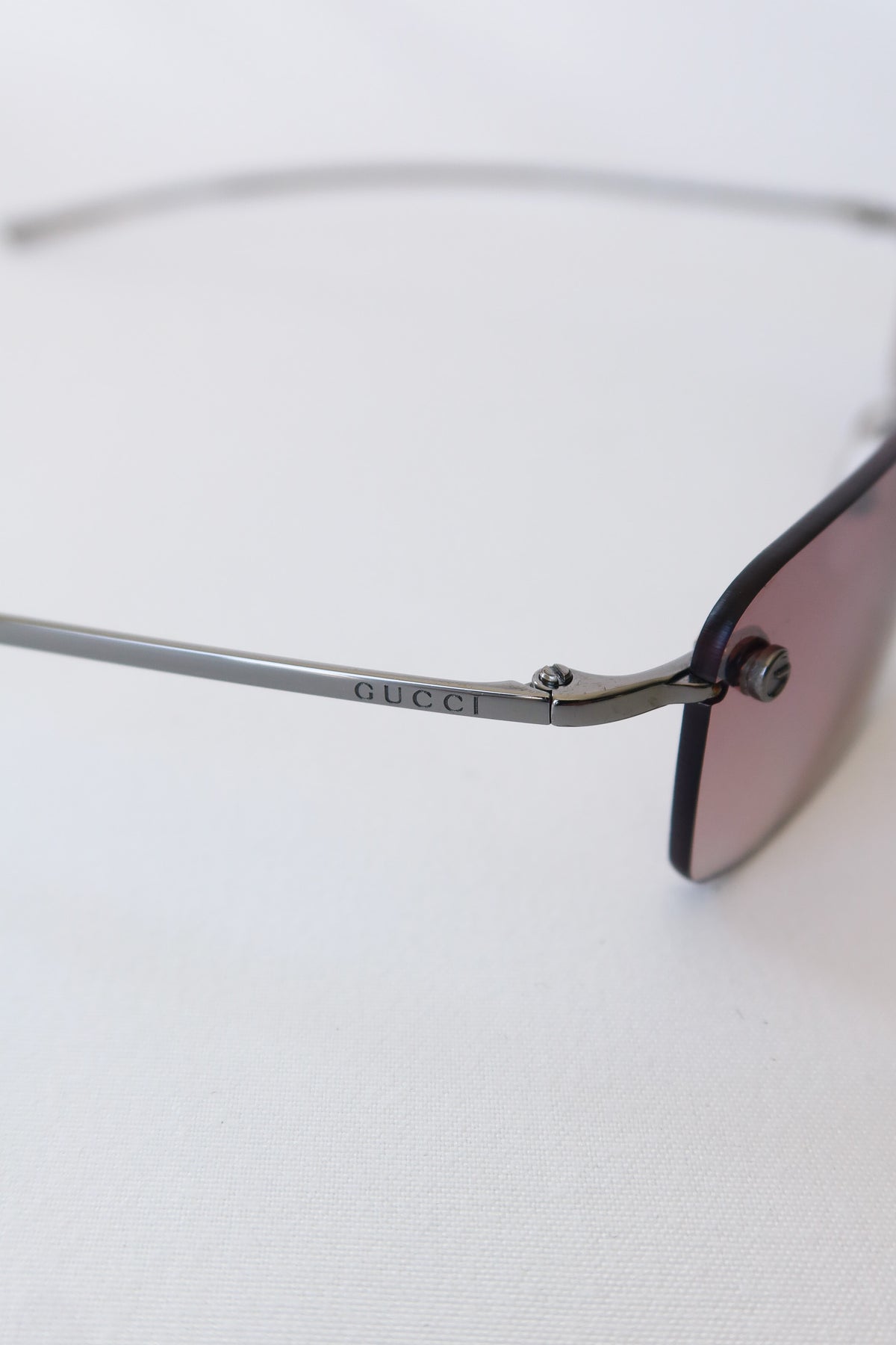 Gucci Rimless Rectangle Sunglasses · Case