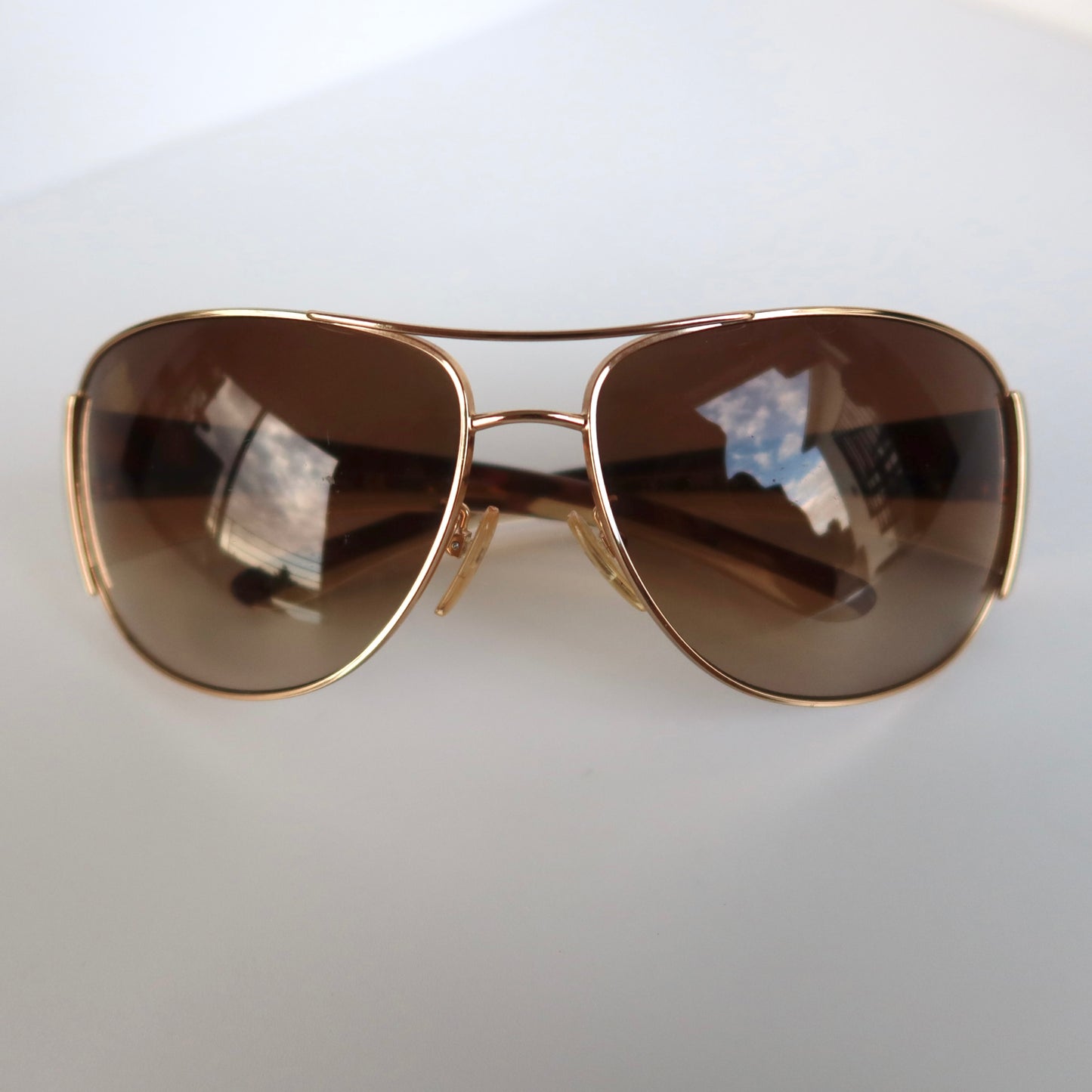 prada gold-tone archival wrap shades #006