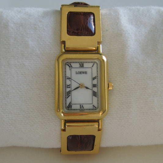 Loewe Gold & Leather Bracelet Watch | 70s/80s Archive Elegance