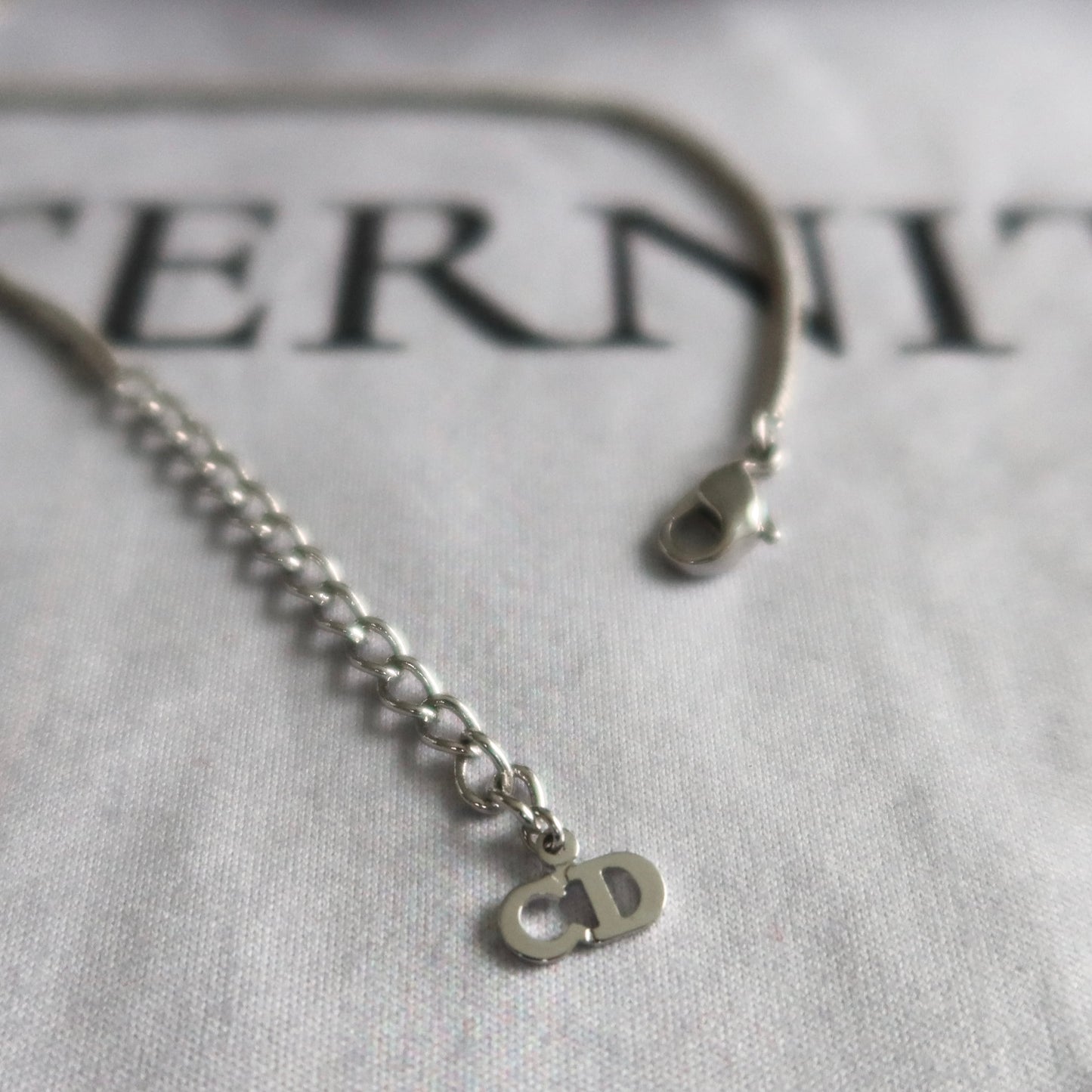 Christian Dior Silver-Tone D Pendant Necklace