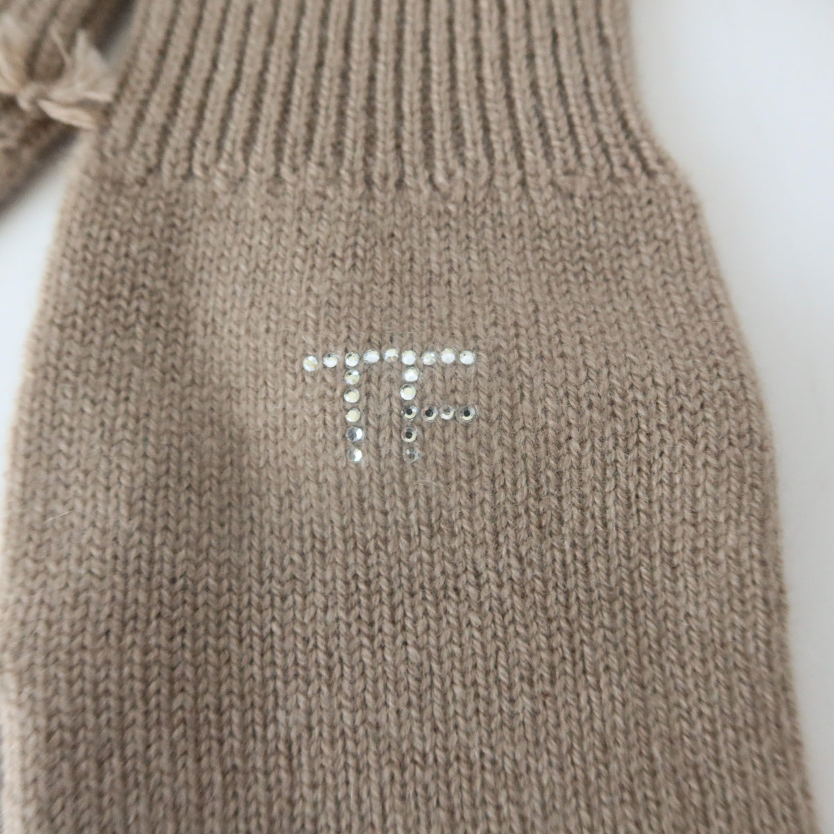 Tom Ford Crystal Logo Slouchy Cashmere Gloves