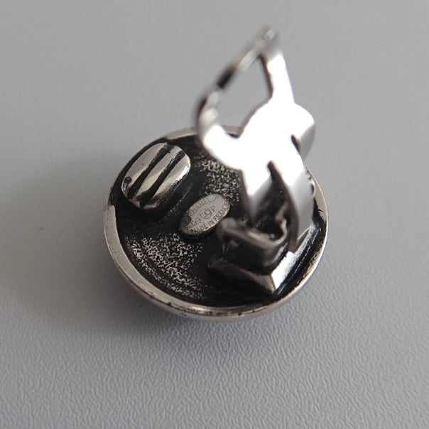CHANEL vintage silver round clip-on earrings