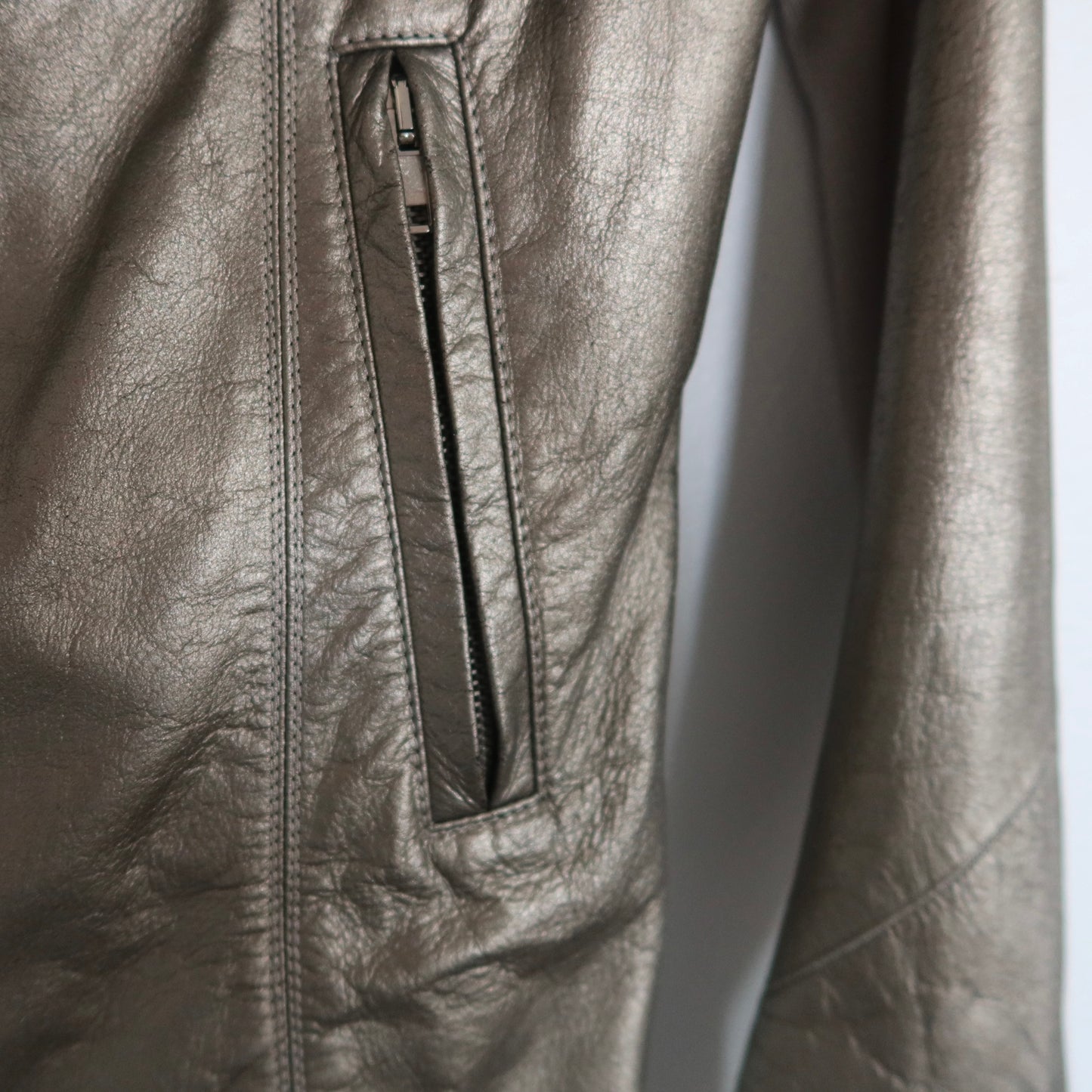 Rick Owens mainline leather jacket in metallic gold lamb leather