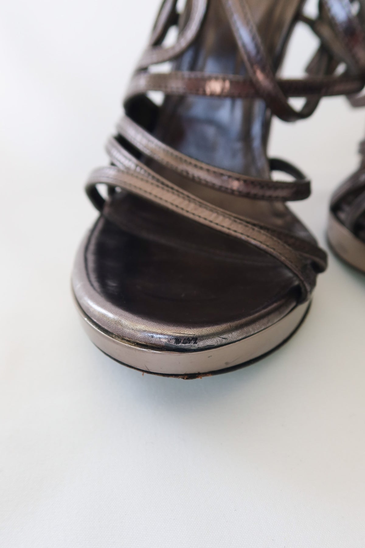 Roberto Cavalli Pewter Cage Heels 39.5 · US 9