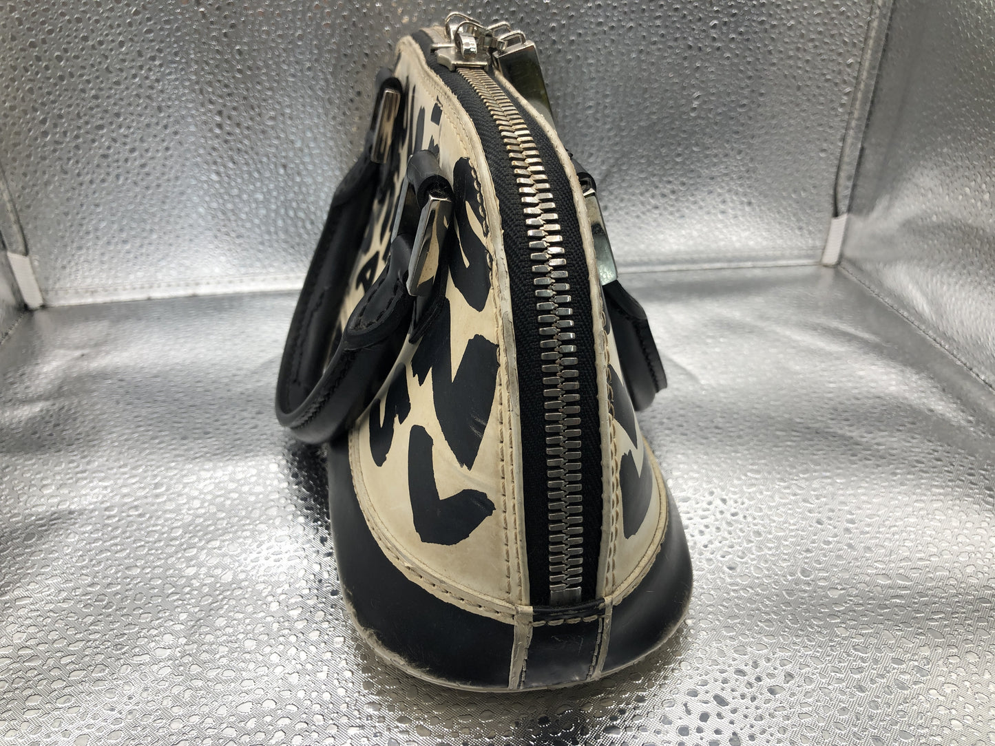 Louis Vuitton Alma MM white and black graffiti printed