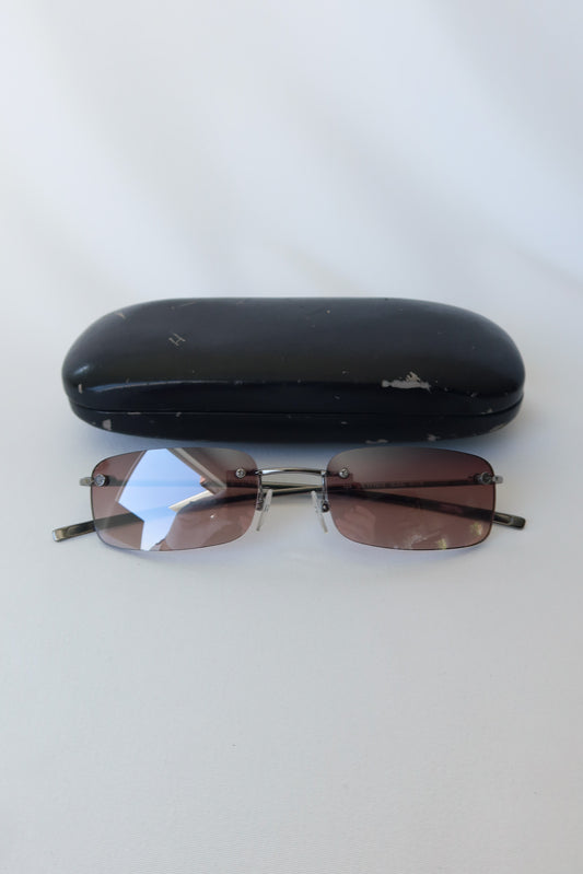 Gucci Rimless Rectangle Sunglasses · Case