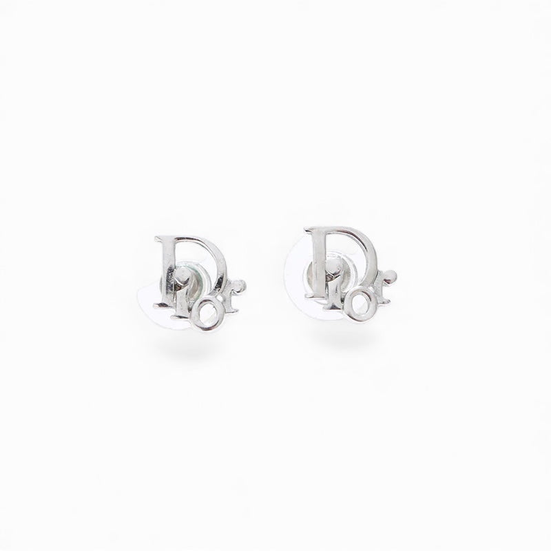 Dior silver logo earrings