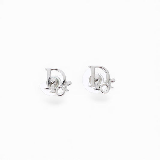 Dior silver logo earrings